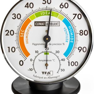 TFA Dostmann 45.2033.FR Precision Hygrometer for Temperature and Humidity Control Analogue Silver / Black