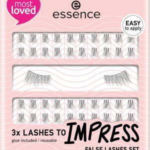 Essence Cosmetics Artificial Eyelashes Set x3 LASHES TO IMPRESS, 1 Piece