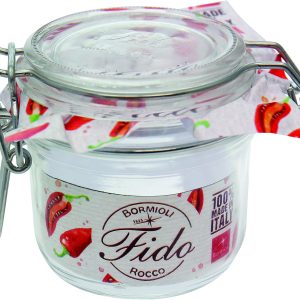 Bormioli Rocco Fido 4261 Set of 6 Glass Jars with Wire Griddle 255 ml Including Erasers, Preserving Jars, Dessert Jars