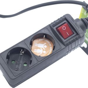 Power Strip 2 Outlets – Multi-Base with Switch, Black – Cable 1.5 M.
