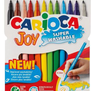 Carioca Joy Fine Tip Markers | Blister of 12 Super Washable Markers with High Coverage | Assorted Colours | Tip Ø 2.8 mm | 12 Pieces