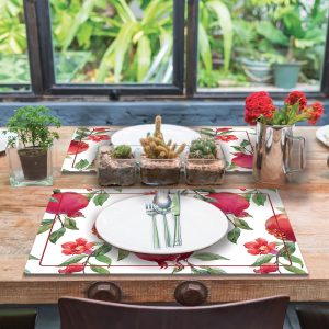 CREARREDA Set of 4 PVC Placemats, 48 x 33 cm, Non-Slip, Washable, Dirt-Resistant, Heat Resistant, Made in Italy