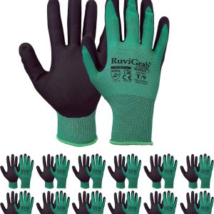 Ruvigrab – Gardening Work Gloves| Anti-grease Gloves| Garden Gloves | Gloves for Mechanics, Construction, Agriculture | Work Glove Men and Women | Pack 12 Pairs