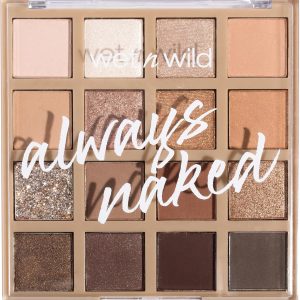 Wet n Wild Always Naked Eyeshadow Palette, Paleta de Sombras de Ojos en 16 Colores Neutros Difuminables con Acabado Mate, Brillante y Glitter para un Look Soft Glam, Ultra Pigmentadas Nude y Marrón