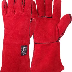 RuviGrab – Fireproof Professional Welder Gloves | Protection for Welding, Fireplace, Barbecue, Firewood | Red