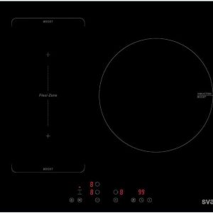 Svan SIFZ3600 Black Glass Induction Hob. Maximum Power 6600 W, 3 Cooking Zones, 9 Cooking Levels, Touch Control, Turbo Function, Lock and Safety Self-Disconnection