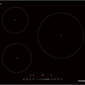 Hyundai Induction Hob Black Glass HI3601S. Maximum Power 6680 W, 3 Cooking Zones, 9 Cooking Levels, Touch Slider Control, Lock and Security Self-Disconnection