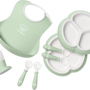 BabyBjörn Complete Dinnerware Set with Bib, 8 uni. Pastel Green