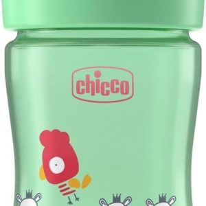 Chicco PUSH&PULL Leakproof Cup, Leakproof Cup for Children, Small and Compact, with Plastic Lid, Green, 18+ Months