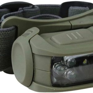 Army Tactical LED Headlamp with Red Filter, Olive Green Elastic Strap