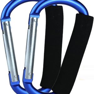 Baby Stroller Hooks, 2 Carabiners for Hanging Handbags, Diaper Bags, Shopping Bags.Clip for Single/Double Travel Systems, Car Seats and Sports Pants (Blue)