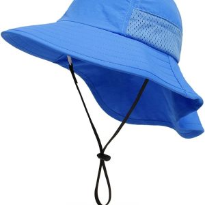 YAMEE Toddler Beach Hat Beach Hat with Neck Flap UV Sun Protection Bucket Hat UPF 50+ Wide Brim Safari Hat for Babies Toddlers