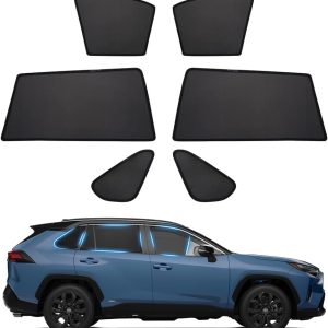 Powerty Custom Fit for Side Window Shade Toyota RAV4 2019-2024 2025-6 Pack 100% Light Block Car Priavcy Curtains Shades for Baby, Camping, Napping, Sleeping