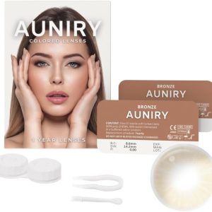Brown Contact Lenses “BRONZE” Natural: Complete Pack (2 Contact Lenses, Tweezer, Applicator and Case), 12 Months, Without Correction, Without Graduation, 0 Diopters and DIA 14.2 mm | AUNIRY