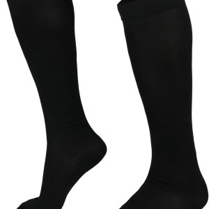 1 Pair of Sports Compression Socks Size EU 40-45, Support Stockings for Women and Men, Black Compression Socks with 15-25 mmHg for Flights, Running, Tennis and Travel, Black/White, 40-46