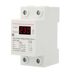 Voltage Protector with Automatic Recovery, 230V 40A Single Phase Overvoltage and Undervoltage Protector, Circuit Reconnect Switch, for Home Appliances, Discharger