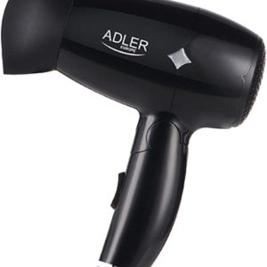 ADLER AD2251 Travel Hair Dryer, Foldable, Compact, 2 Power Levels, 360º Concentrator Nozzle, 1400W, Black