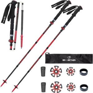 2 Pack Hiking Poles Carbon Fiber Folding Telescopic Walking Poles with Quick Lock System for Men Foldable Extendable Hiking Poles for Women Travel