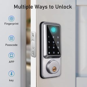 Smart Lock with Wifi and Bluetooth, Keyless Entry Door Lock for Indoor and Outdoor Doors Fingerprint Lock for Home, Apartment, Office