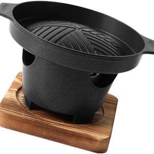 Yardwe Portable Charcoal Grill with Mat Korean Wood BBQ Grill Mini Stove Smokeless Grill Non-Stick Grill for Grilling Camping Hiking