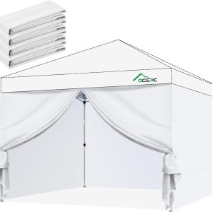 Pack of 4 Side Walls for Gazebo 3 x 3 m, Waterproof Side Panels 210D Oxford Fabric for Folding Gazebo, Sun Protection and Privacy for Garden, Camping and Events, White