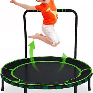 36” Kids Trampoline Mini Foldable Fitness Trampolines with Safety Padded Protective Cover Fitness Exercise Bungee Rebounder Jumping Indoor & Outdoor Use for Children Toddler Boys & Girls