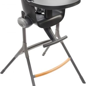 BÉABA, Up&Down High Chair, Made in France, Ergonomic, Evolutive Removable Lunch Table, Adjustable 6 Heights, Comfortable, Design, Robust Materials, Dark Grey