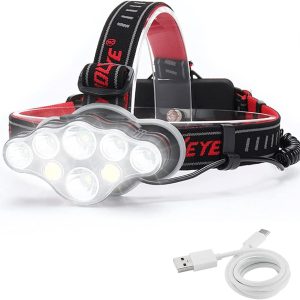 Rechargeable Headlamp – Super Bright 18000 Lumens 8 Lighting Modes, Rechargeable LED Headlamp, Hands-free Flashlight for Camping, Fishing, Hiking, IPX5