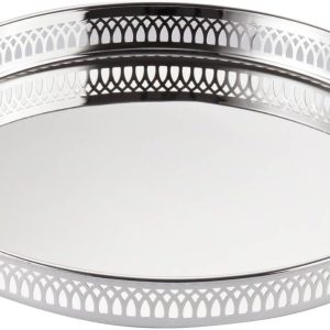 Edzard Delphi Silver Tray, Precious Silver Plated Serving Tray, Round Tray with a Diameter of 30 cm Comfortable, Side Table or Bedside Table