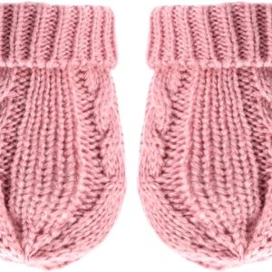 Aelstores baby knit mittens winter warm mittens for boys girls baby girl cable knit mittens for baby girl dusty pink newborn 12 months
