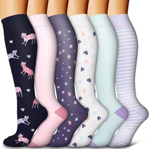 6 Pairs Compression Socks Men Women Colorful Sports Running Travel Cycling Socks