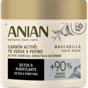 ANIAN – Active Charcoal Mask, Green Tea and Cucumber, 6 x 350 ml, for Hair with Oily Tendency, Detoxifies and Purifies Hair, Deep Hydration Hair, Prevents Frizz