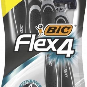 BIC Flex4 Men’s Disposable Razors for a Close and Fast Shave Blister Pack of 3+1 Razor Blades, Standard
