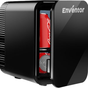 Enventor Portable Mini Fridge 4L (Black) Mini Fridge with Hot and Cold Functions, 12V/220V, Mini Fridge for Room, Car and Home