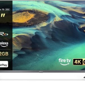 XIAOMI TV F Pro 75, 75 Inch (190 cm), 4K UHD QLED, Smart TV, Fire TV, Alexa Voice Control, HDR10+, 60Hz with 120Hz Game Boost Mode, MEMC, 2GB+32GB, Compatible with Apple AirPlay, 2025