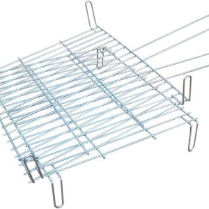 Imex El Zorro Double Grill | 40 x 40 cm | Anti-corrosion Zinc Plated Steel with Ergonomic Long Handle | Ideal for Roasting Meat, Fish and Vegetables on Charcoal or Wood