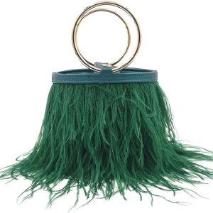 Women Ostrich Fluffy Tote Bag Feather Bag Crossbody Bag Shoulder Bag Evening Clutch Bridal Bag Banquet Party