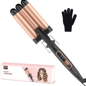BESTOPE MIX Curling Iron Waves – Hair Curler 3 Barrels 22 mm Ceramic Waver Fast Heating 150°C/210°C Curling Iron for Long and Short Hair