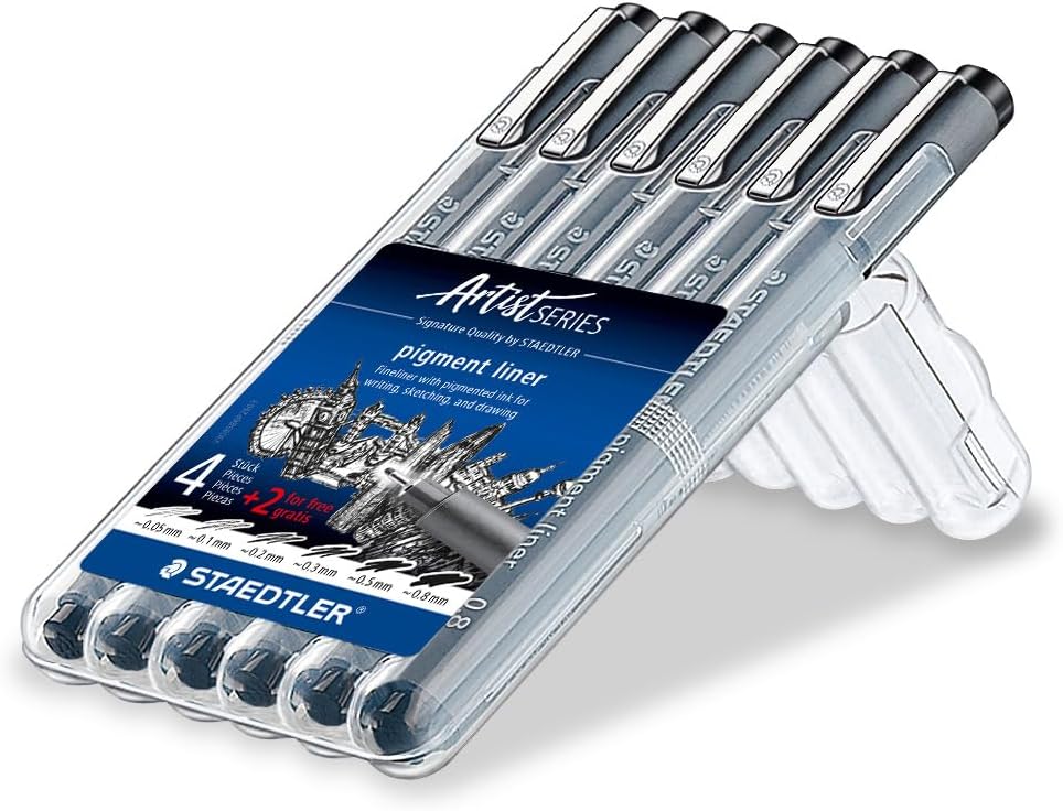 Staedtler 308 SB6P, Fineliner Pigment Liner, Case of 6, Black - Image 2