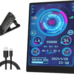 3.5 Inch Type C Wide Laptop Monitor with 178° Viewing Metal Frame Gaming Auxiliary Display Secondary Screen with Type-C