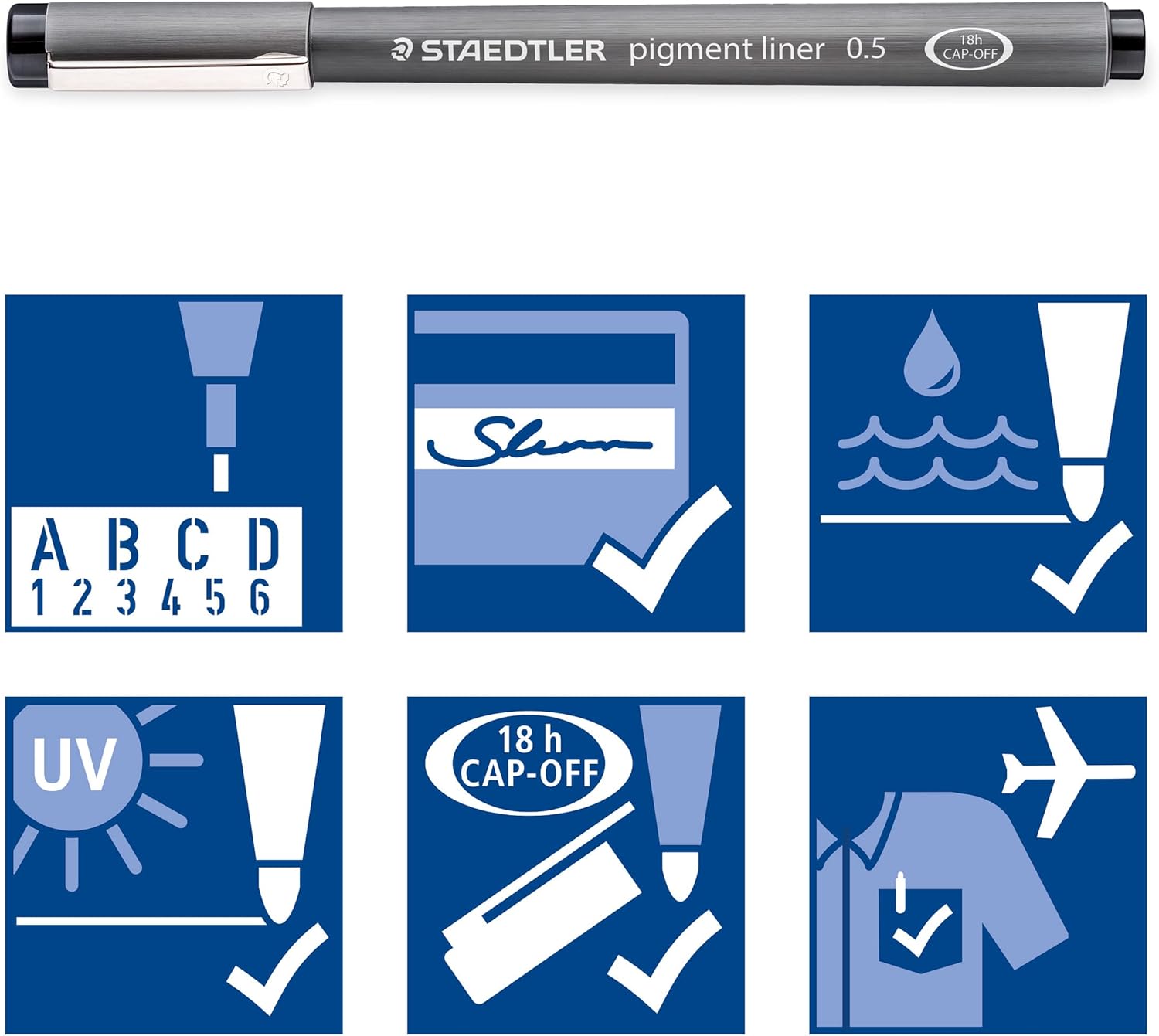 Staedtler 308 SB6P, Fineliner Pigment Liner, Case of 6, Black - Image 5