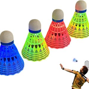 Badminton Shuttlecocks, Nylon Lighting Badminton Shuttlecock, Colorful LED Badminton Shuttlecock, 4X LED Shuttlecock for Badminton, Lighting Shuttlecock for Dark Night