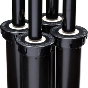 Rain Bird 1804AP4PK Professional Pop Up Sprinkler, 0° to 360° Adjustable Pattern, 8 to 15 Feet Spray Distance, 4 Inch Pop-up Height, 4 Pack, Black