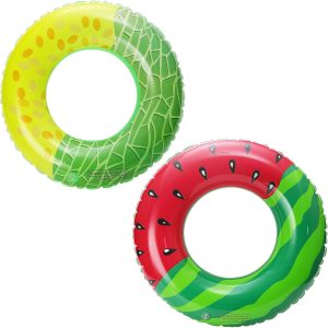 Watermelon Inflatable Swimming Ring 2 Pcs Swimming Hoops for Summer Pool Party Beach Rubber Swimming Ring Cute Floating Inflatable