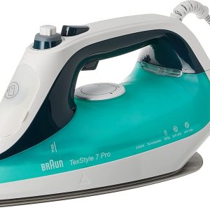 Braun Texstyle 7 Pro SI7042GR – Steam Iron 2400 W with Two-Way Eloxal 3D Sole, Steam Stroke 220 g/min, Anti-Limescale and Anti-Drip System, Green