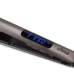 Ufesa PP5500 Velvet Pro Hair Straightener, Grey, Professional Nano Ceramic Coated, for Professional Straightening, Dual Function: Straight and Curly, Grey