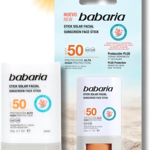 Babaria – Facial Solar Stick 50 | High Protection with Aloe and Shea Butter | Coral Friendly and Biodegradable | Water and Sweat Resistant | Vegan | Kids Solar Stick, 20g, Packaging May Vary