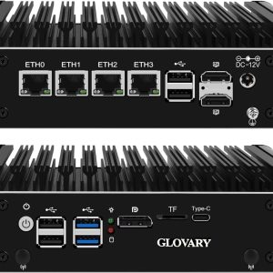 Mini Firewall PC N150 4 Core (N100 Upgrade), 4 x i226V 2.5GbE LAN OPNsense Hardware, DDR5 8GB RAM 128GB SSD, Fanless Micro Appliance, AES-NI, 2 xM.2 NVMe Slot, 2 xSATA3.0, USB-C