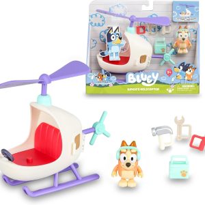 Bluey – Bingo Helicopter, Blue Dog Vehicle, Helicopter with Accessories to Pilot, Bingo Figure with Accessories, Figure and Vehicle of the Children’s Series, Famous (BLY62200)