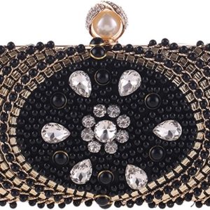 Evening Bag Women Clutch Party Ceremony, Women’s Evening Party Clutch Bag Rhinestone Crystal Beaded Bridal Messenger Purse Handbag Bridal Classic for Wedding Fi